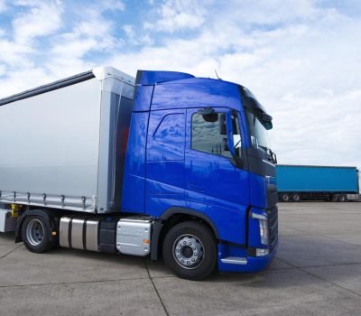 Truck long vehicle ready for delivering and transport.